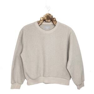 Everlane Sweatshirt Sherpa Pullover Crew Neck Greige Grey Beige Fleece Medium